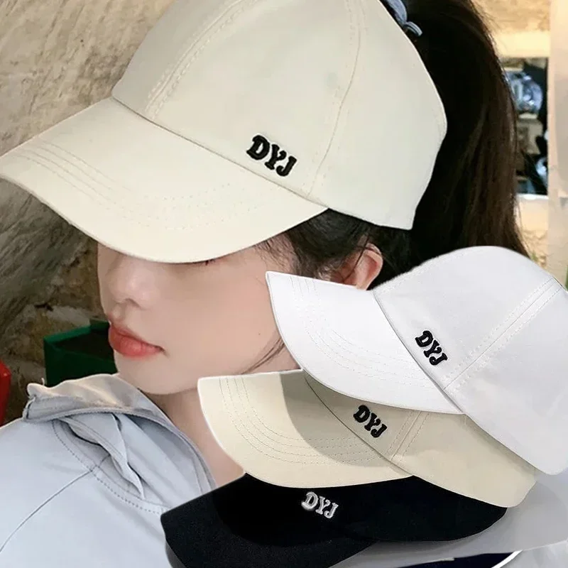 Summer Cap Women High Ponytail Baseball Cap Solid Color Sunhat Sport Running Sun Visor Hats Women Ponycap Adjustable Paste Caps sun hat sun protection hat baseball caps