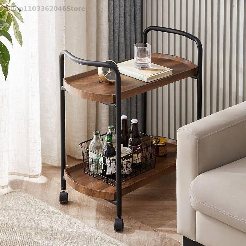 Hotel Restaurant Delivery Car Double Wooden Wine Car Tea Dessert Cake 4s Shop Mobile Cart
