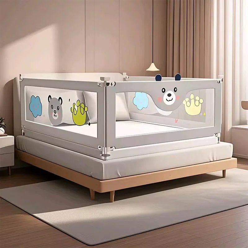 IMBABY Bed Guardrail Adjustable Height Liftable Baby Activity Fence Portable Rail Gray Crib Bumpers-bed barrier