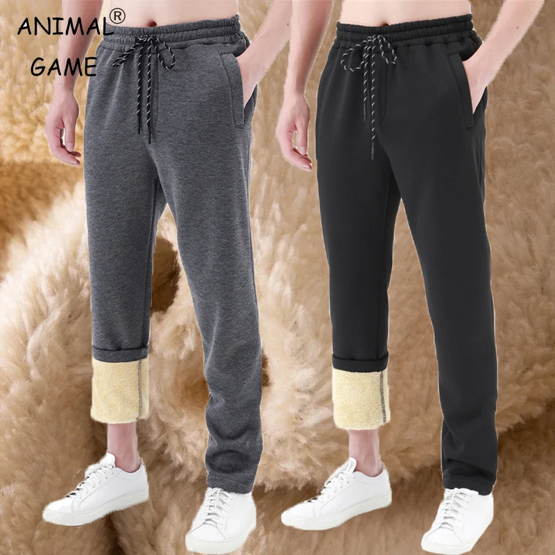 Men's Winter Fleece Baggy Pants Sherpa Lined Sweatpants Active Running Jogger Pants Casual Warm Track Pants