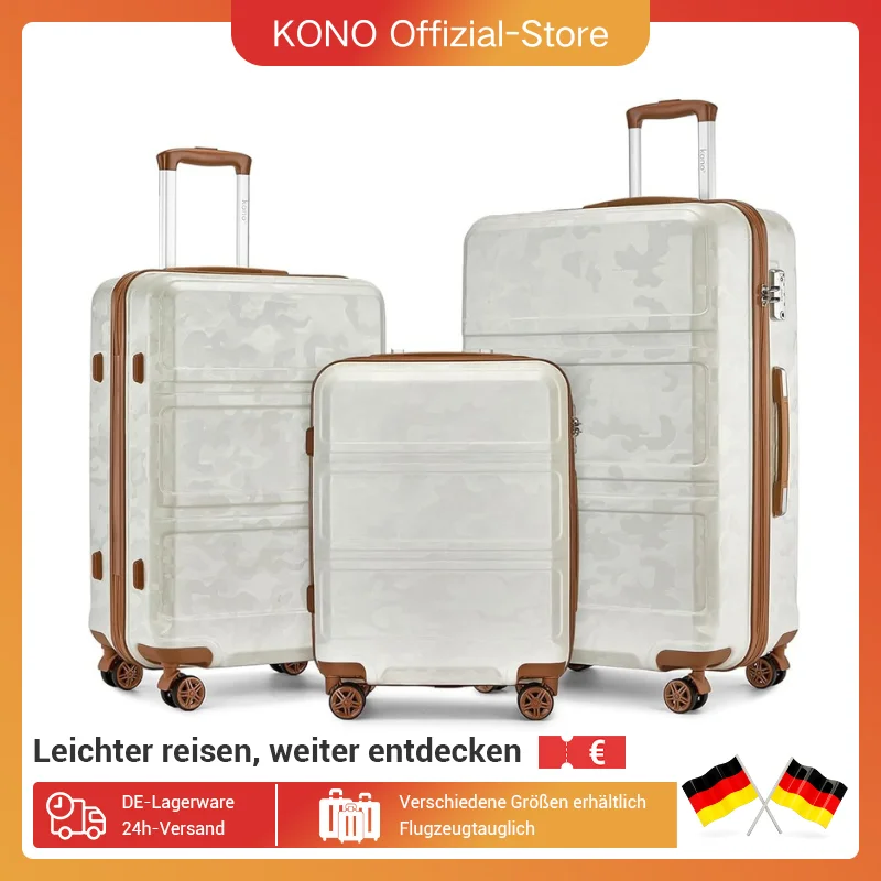 Kono 3-Piece ABS Cabin Luggage Set, Lightweight, TSA Lock, hand luggage for Travel, Robust and practical