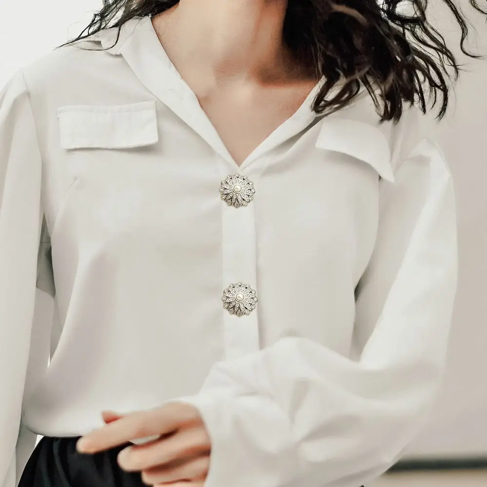 10Pcs Retro Metal Pearl Diamond Clothing Buttons DIY Clothing Sewing Button Needlework Handmade Accessories