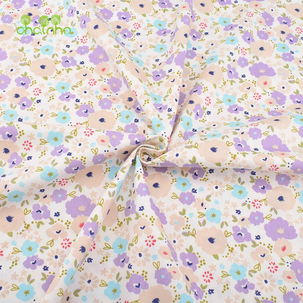 Chainho,Printed Twill Weave Cotton Fabric,Patchwork Cloth,DIY Sewing Quilting Material,Floral Series,2 Specification,15C187