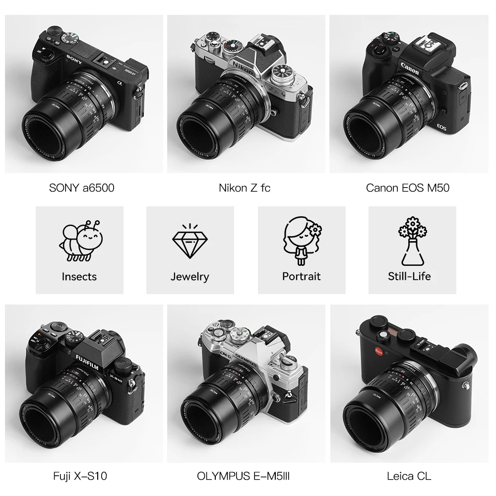 TTArtisan Camera Lens 40mm F2.8 Macro Sony E Mount a6600 Fujifilm XT4 XA XE X-Pro Canon M50 Panasonic Olympus M43 Nikon Z30 camera lens