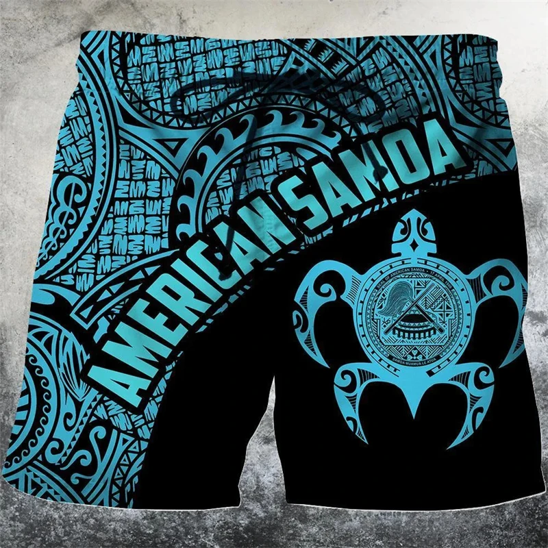 

Funny Sea ​​turtle American Samoa 3D Printed Surfing Beach Shorts Fashion Design Short Pants Vacation Men Trunks Hawaii Clothes