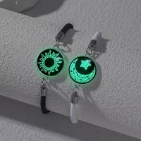 Luminous 2PCS/Set Stainless Steel Couples Bracelet For Women Lover Sun Moon Rope Charm Friendship Party Valentine Jewelry Gift
