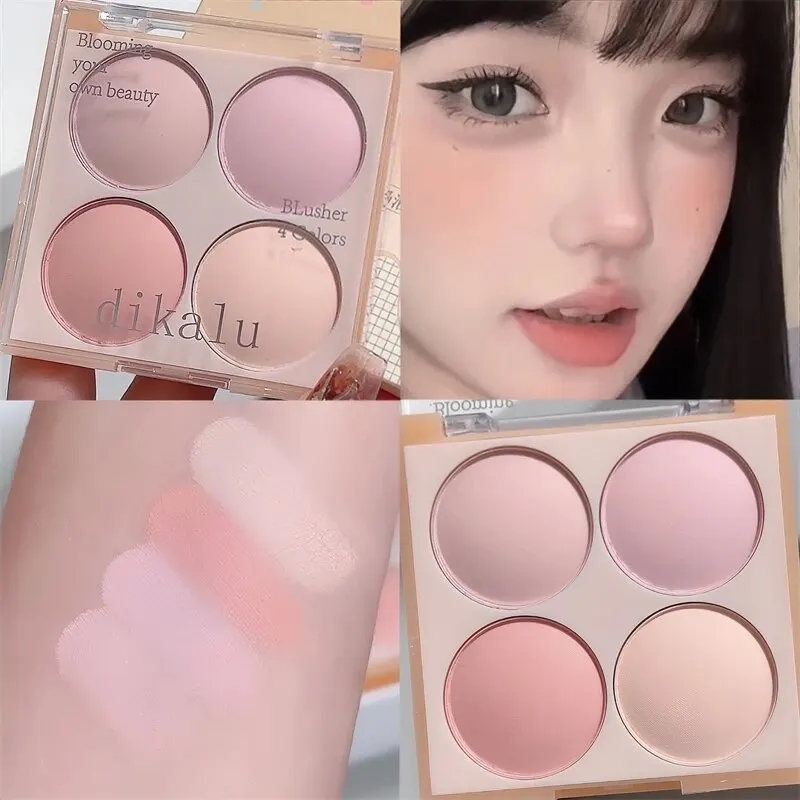 Blush Plate-4 Color Blush White Natural Nude Makeup Radiance Contouring Tray Matte Purple Pink Apricot