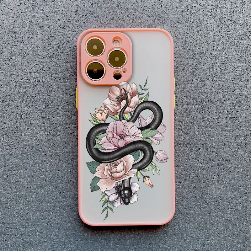Schlangenfarbene Rosen-Handyhülle für iPhone 15 14 Pro Max 13 12 Mini 11 Pro Max XR XS X 15 14 7 8 Plus SE 2020 stoßfeste Rückseite – Detail 8