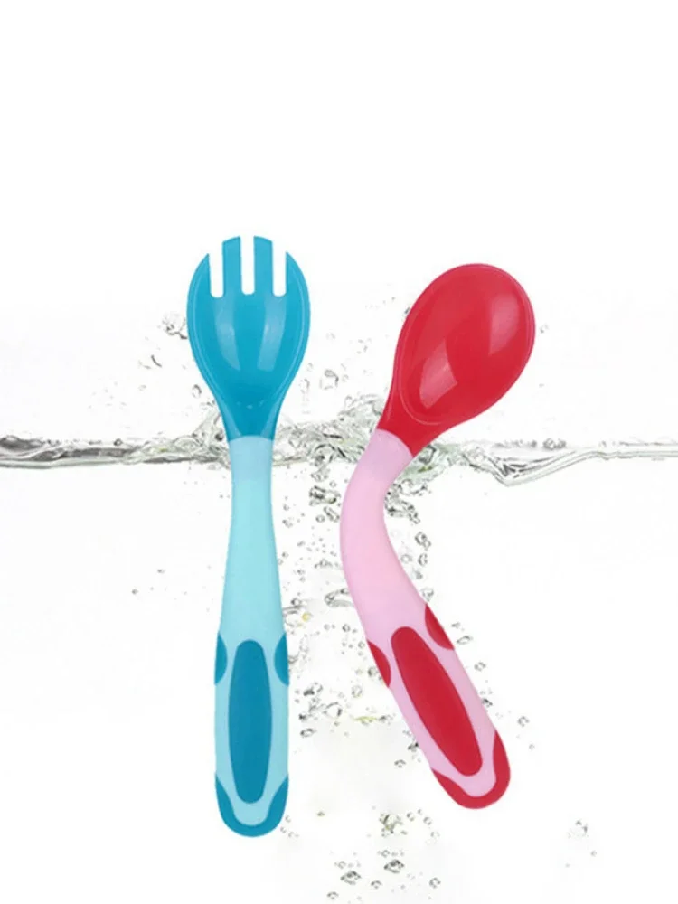 Bendable Baby Temperature Sensing Spoon Fork for Infant Kids Training Feeding Tableware Flexible Handle Toddler Spoons Utensils