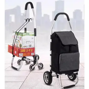 경량 알루미늄 합금 접이식 식료품 카트, 계단 등반 수하물 운반 트롤리, 휴대용 쇼핑 여행 접이식 트롤리