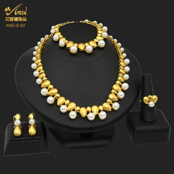 Zircon Pearl Gentle Bridal Set Women's 24K Gold AU999 - Smooth chain, round pearls, skin-friendly comfort 1