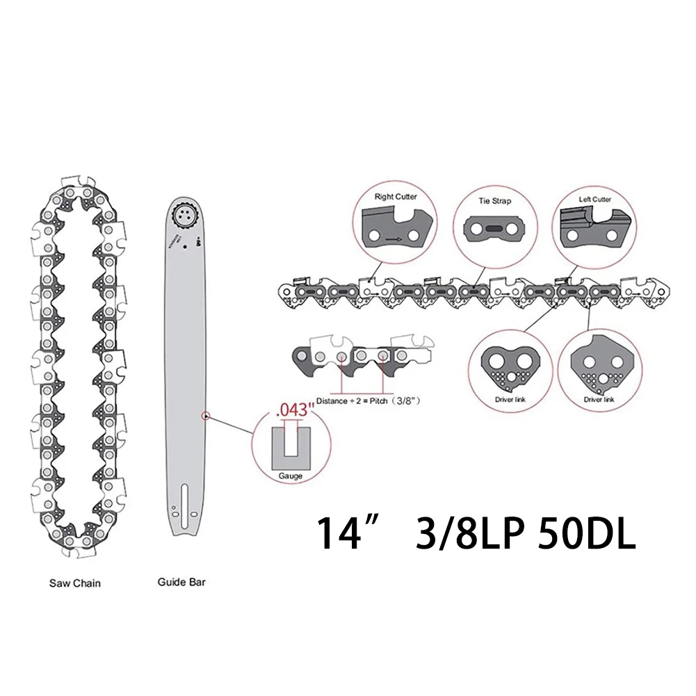 Catena Per Sega Lp 50Dl Da 14 Pollici 3/8 "Per Motosega Stihl Ms170 017 Ms171 E Km-Ht Ht130 Ht131 Catena Per Sega Elettrica Durevole