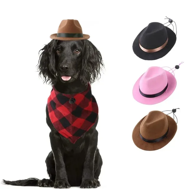 Pet Hat Dog Cat Western Cowboy Hat Halloween Pet Outdoor Caps  Funny Retro Photo Prop Dog Accessories Doll Decor Pet Products 3