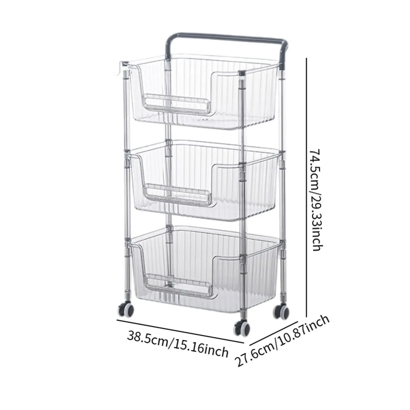 Storage Rolling Cart Storage Rack Portable Rolling Utility Cart Trolley Rack for Bathroom Dining Room Laundry Books
