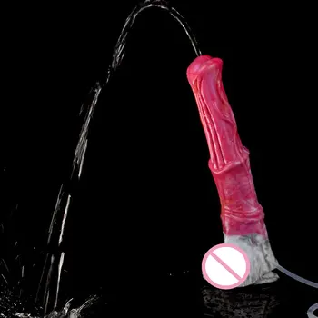 Big Squirt Dildo With Suction Cup Silicone Dog Anal Plug Syringe Tube Spray Ejaculation Penis G-spot Vagina and Anus Masturbator 5