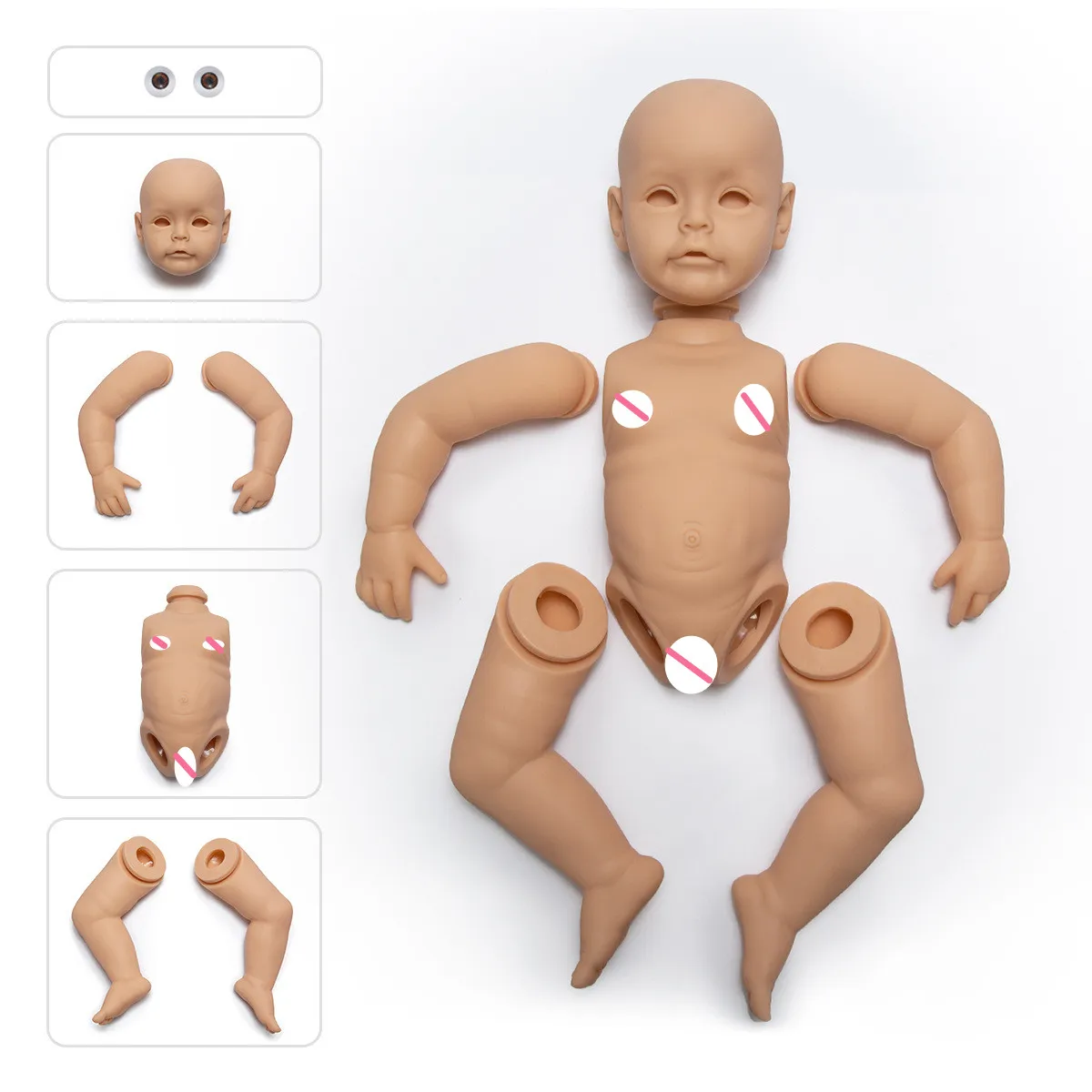 

Reborn Kit 23 Inch Baby Doll Vinyl Unpainted With Body Blank Toddler Unfinished Blank DIY Kit Newborn Cute Toy For Children Gift