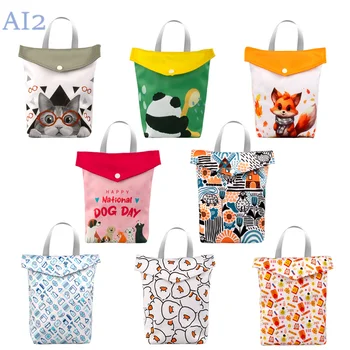 AI2 Borsa multifunzione per pannolini per bambini Simpatico cartone animato Animale 20 * 25 cm e 25 * 30 cm Borse portaoggetti portatili per mamma Borsa bagnata di nuovo design