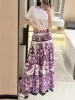 High quality Women's Skirt Poplin Cotton Purple poplin Print Long Skirt Beach Leisure Holiday Party Skirts Luxury 2025 Summer 2