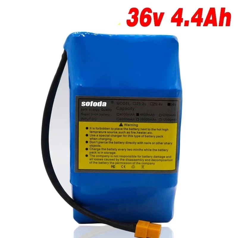 

36V Superior lithium-ion rechargeable battery 4400 mAh 4.4AH lithium-ion battery for electric self-suction hoverboard unicycle