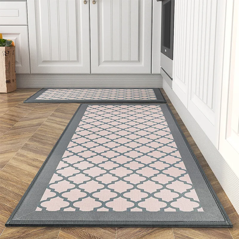

Four Leaf Grass Linen Kitchen Mat Water and Oil Absorption Long Strip Dirt Resistant Carpet Entrance Anti-skid Waterproof Rug