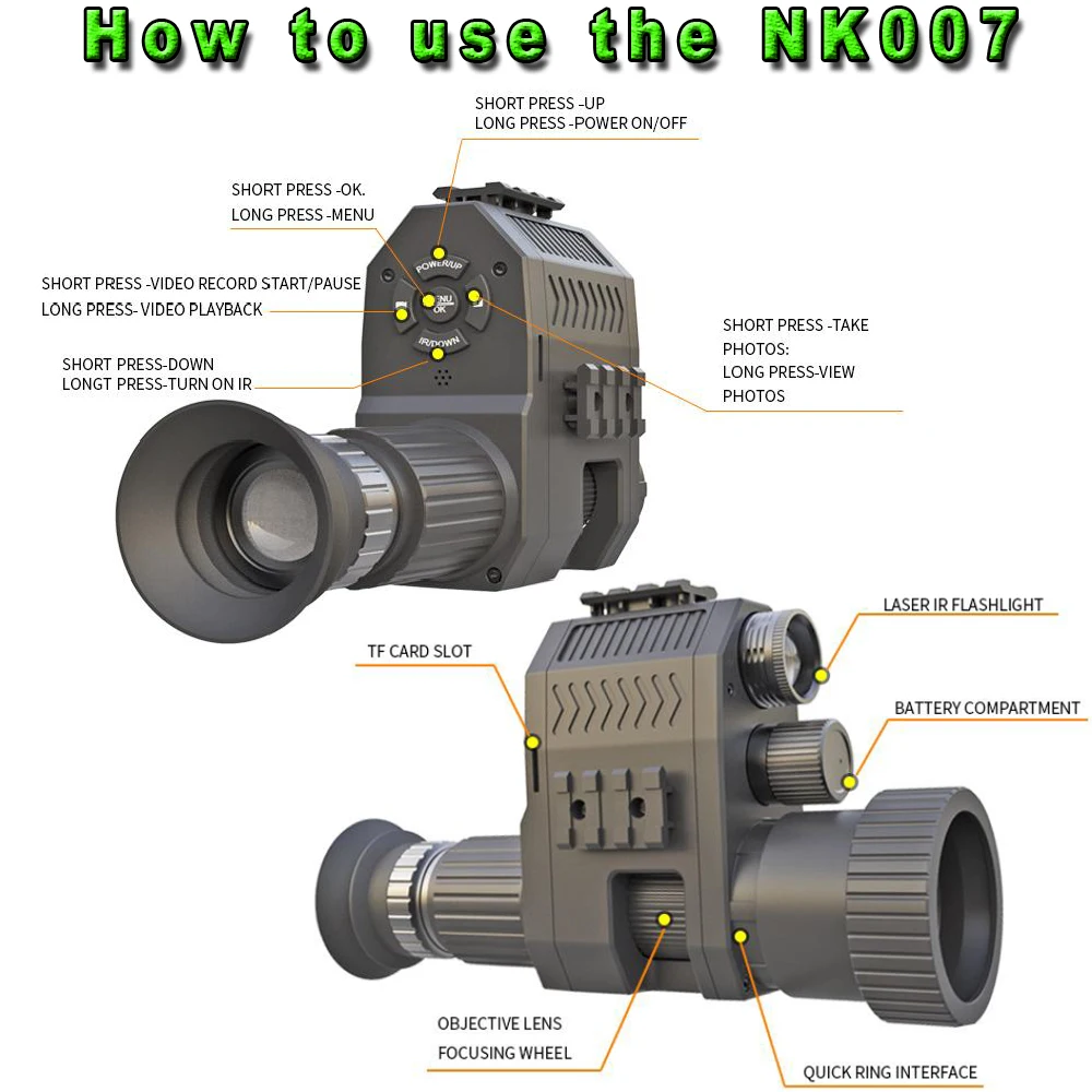 

200-400M Digital Night Vision Scope Monocular Travel Infrared Camcorder Support Photo Video Recording Multiple Language