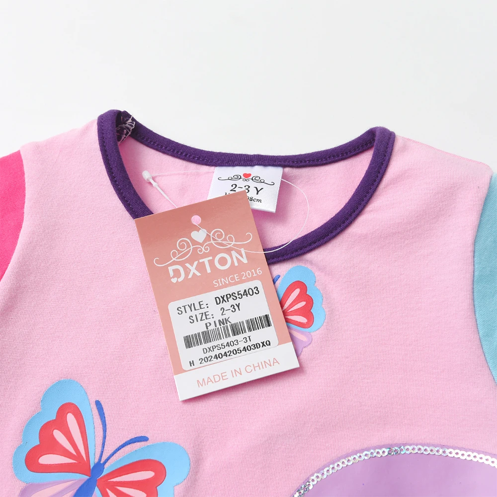 DXTON 2 stücke Anzug Sommer Mädchen Set Patchwork Bluse Kurzarm Tops + Shorts Hosen Schmetterlinge Kleinkind Schule Tragen Kleidung sets – Detail 6