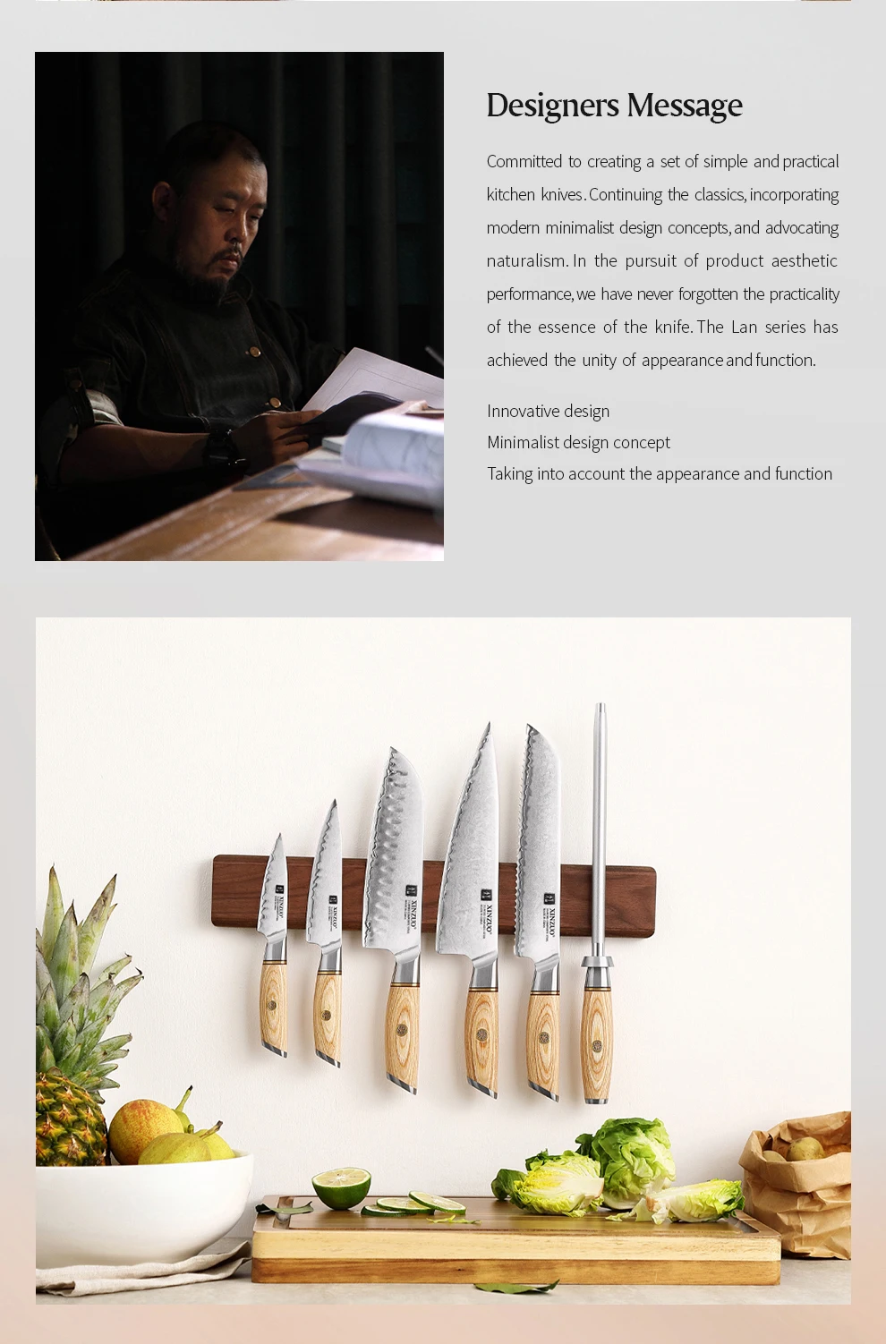 XINZUO 8,5 ''зубчатый нож для хлеба из плакированной стали, длинный нож ...