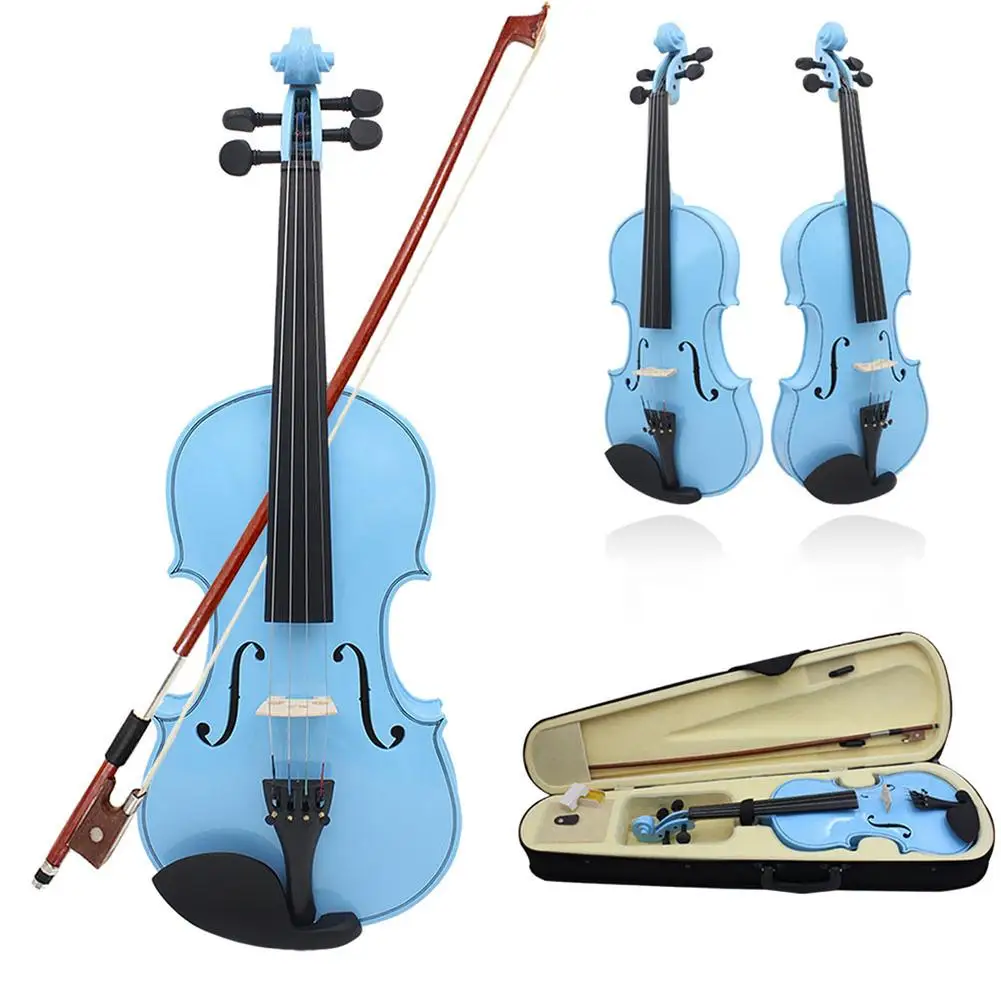 

YOUZI 4/4 Full Size Acoustic Violin For Beginners Colored Solid Wood Violin With Carrying Case Stringed Instrument