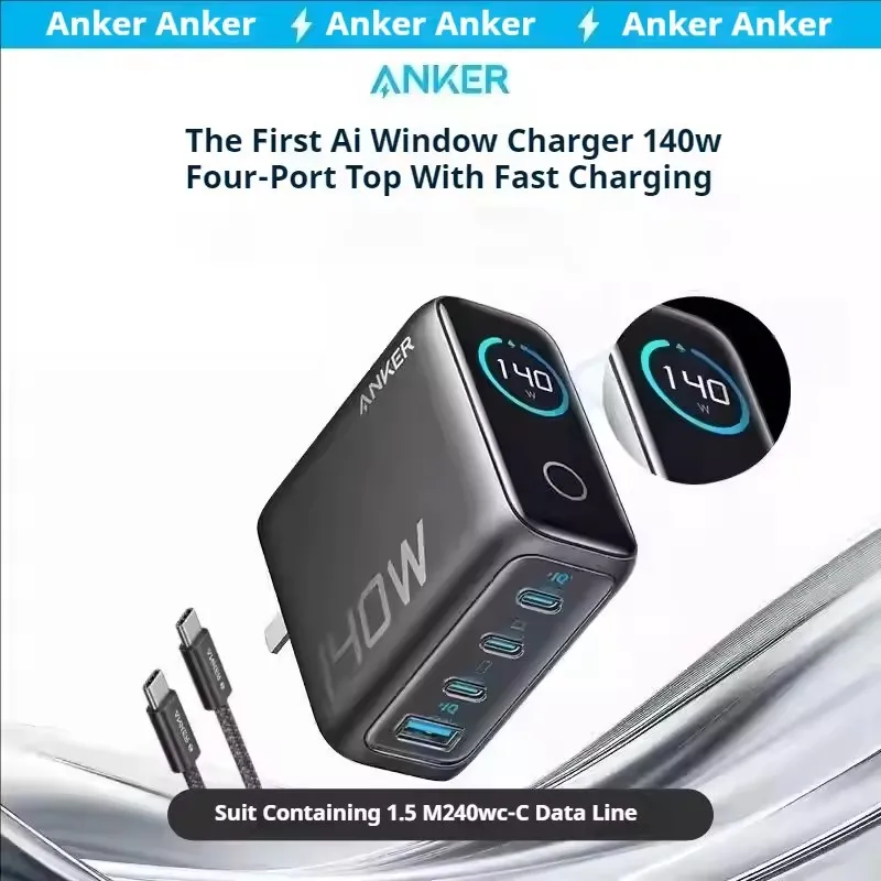 Original Anker Zolo 140W GaN Charger PD Fast Charge 4 Ports