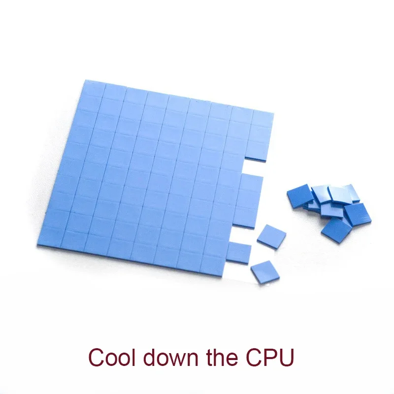 GPU CPU 방열판 냉각 전도성 실리콘 패드, 블루 서멀 패드, 10mm * 10mm * 1mm, 100 개