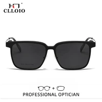 CLLOIO Aluminum Magnesium 2-in-1 Magnetic Clip on Reading Glasses Men Polarized Vision Sunglasses Prescription Myopia Eyeglasses