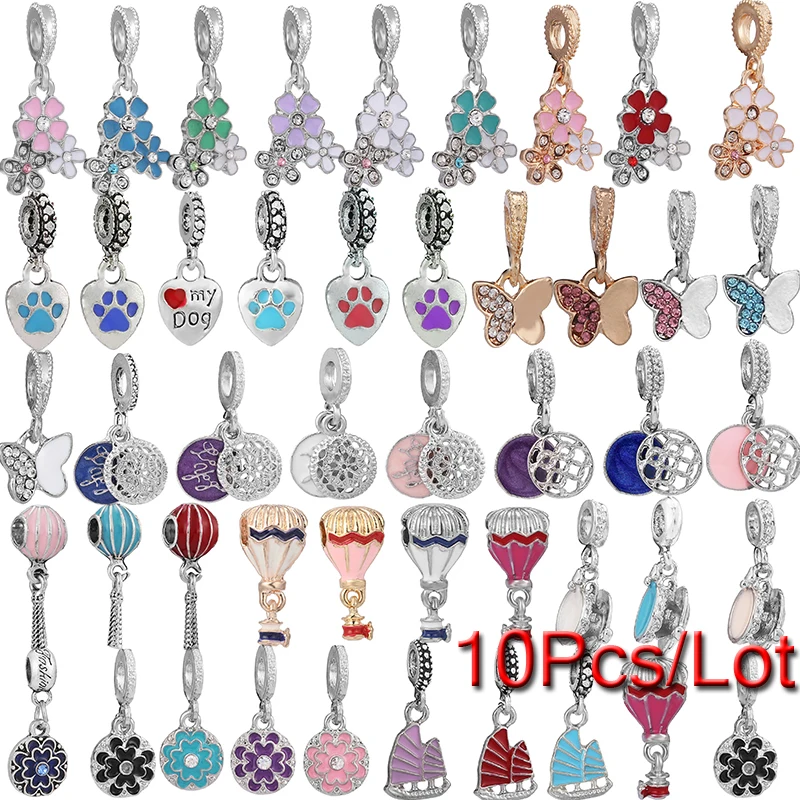 

10 шт./партия, подвески-бусины серебряного цвета