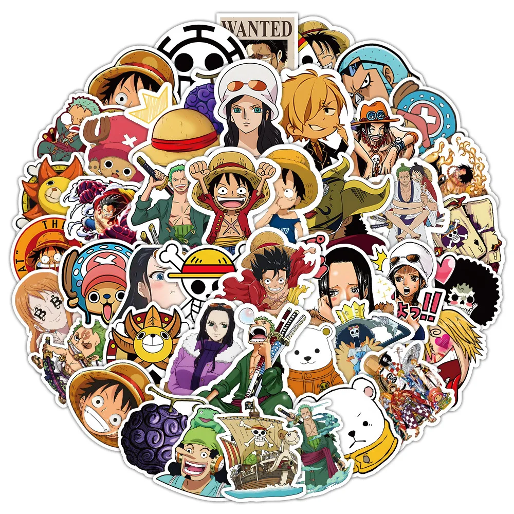 50pcs One Piece Cartoon Graffiti Stickers Skateboard Water Bottle Notebook Mobile Phone Kid Toy Decal Sticker Diy Decoration 5