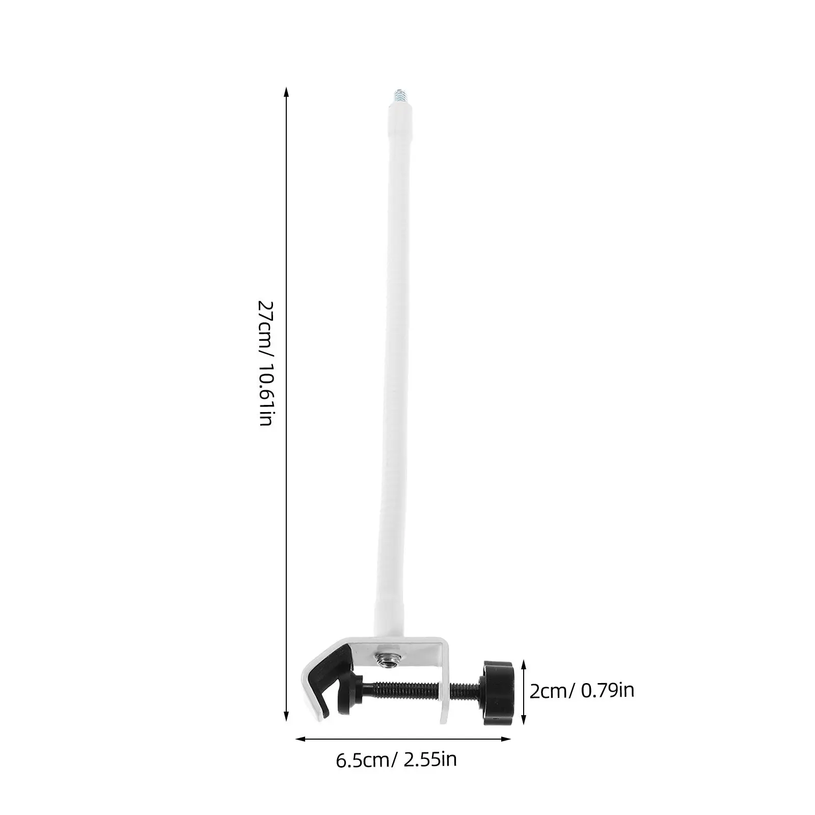 유연한 금속 구즈넥 마이크 스탠드, 탁상용 마이크 홀더(휴대폰 클램프 포함), 흰색, 고강도 데스크 클램프(라이브 방송용)