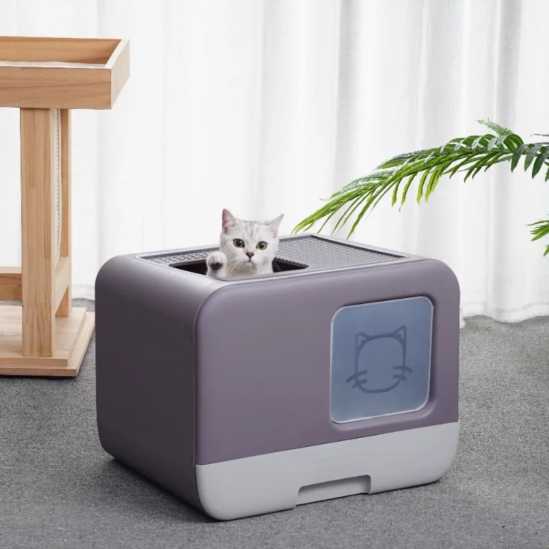 

Villa Corner Cat Bedpans Sandbox Closed Bathroom Design Luxury Cleaning Travel Cat Toilet Large Arena Para Gato Pet Items