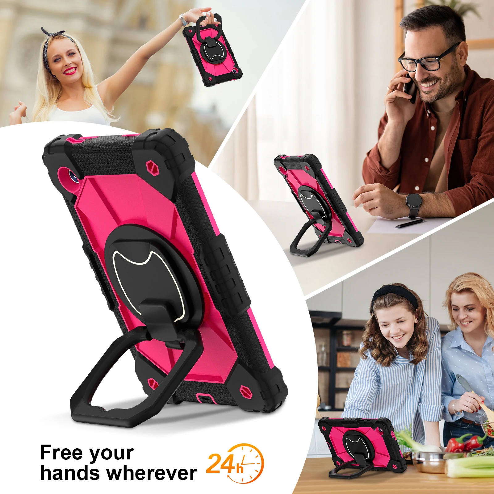 360-Degree Rotating Kids Tablet Case with Shoulder Strap