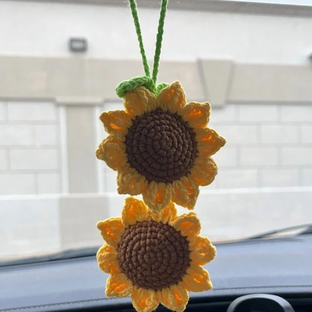 2 Pcs Crochet Sunflower Car Hanging Daisy Flower Decoration Handmade Crochet  Flower Accessories Interior For Woman Gadgets - AliExpress