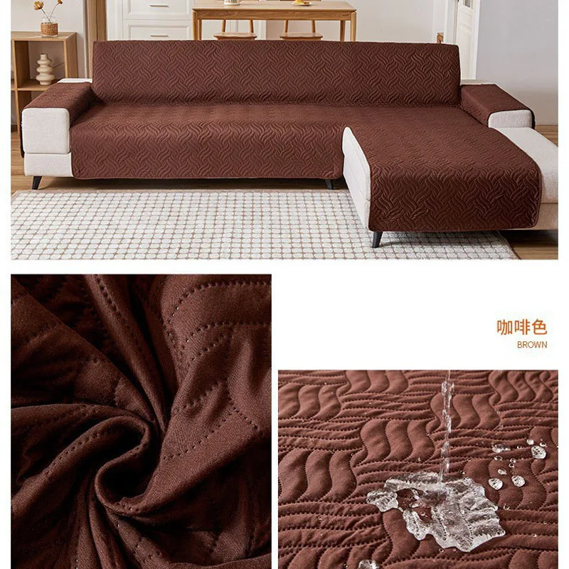 Waterproof L Shape Sofa Cover for Living Room Universal Left and Right Corner Couch Cover Quilted Sofa Cover Protector Grey 4