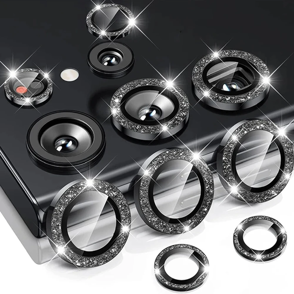 Glitter Bling Camera Lens Protector with Aluminum Alloy Ring and Alignment Board