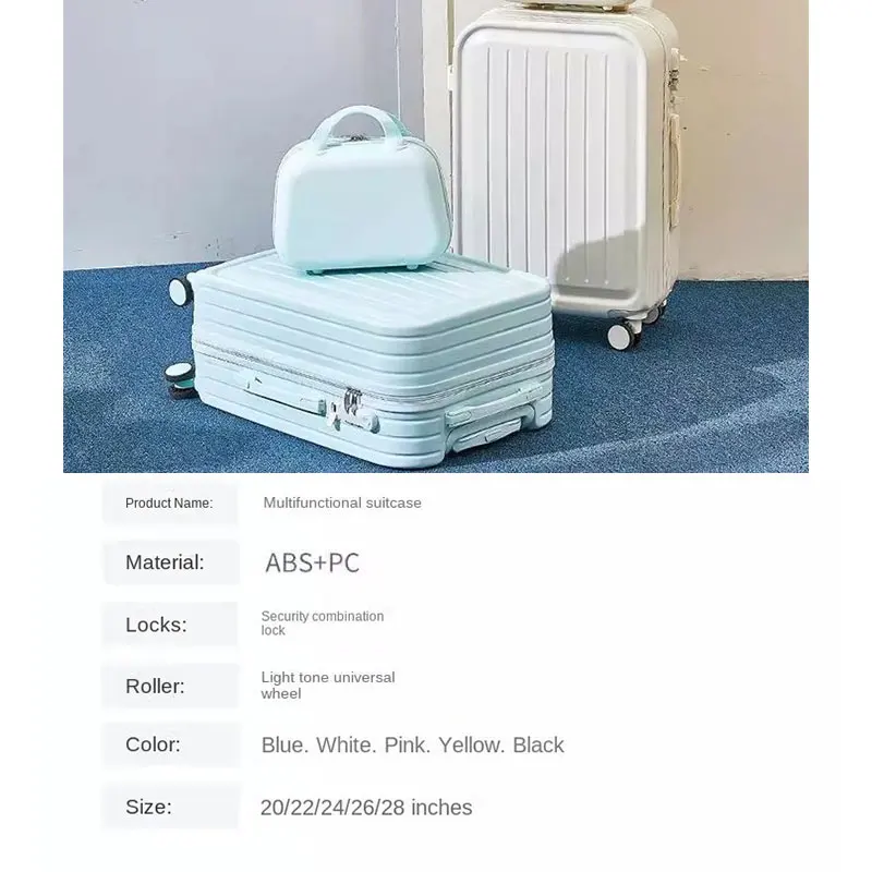 2023 New Combination Suitcase USB Charging Port with Cup Holder Large Capacity Trolley Case Travel Luggage Rugged Lockbox images - 6