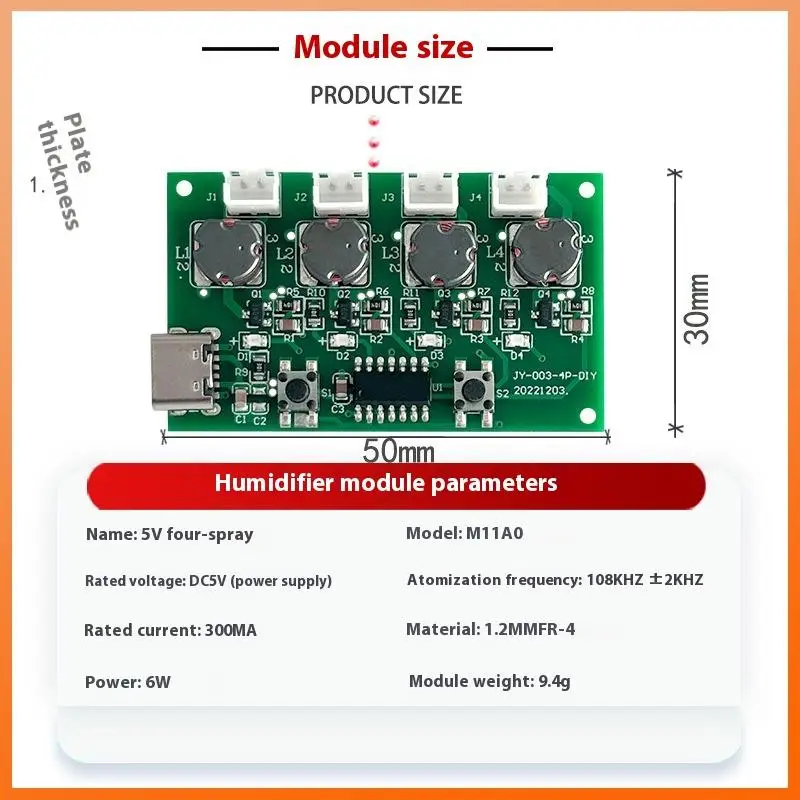 Four Spray Humidifier Type-C USB Mini Humidifier DIY Kits Mist Maker And Driver Circuit Board Atomizer Sheet With Stand 6