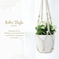 Gardening Plant Hanging Baskets Flower Pot Handmade Macrame Knotted Rope Flower Pot Bohemian Style for Home Balcony Decoration 4