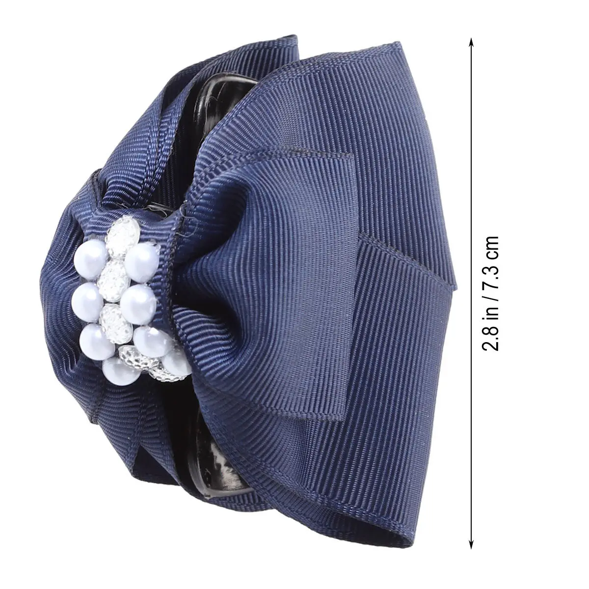 나비 매듭 집게핀 중간 사이즈 더블 보우 진주 라인스톤 헤어 집게핀 여성용 우아한 파티 데일리 헤어 액세서리