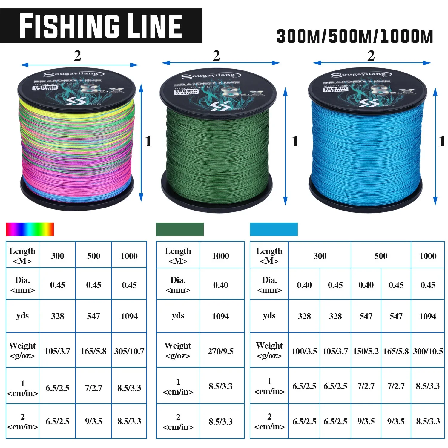 PE Fishing Lines Fishing Tackle fishing line fishing tackle 9 Strands 300M 500M 1000 Max Drag44Lb