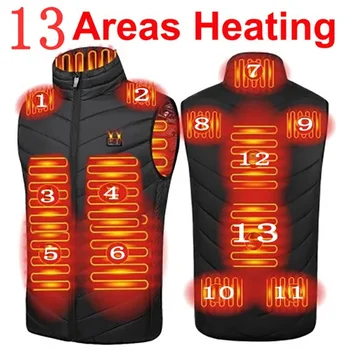 13/11 Areas Heated Vest Men Jacket Heated Winter Womens Electric Usb Heater Tactical Jacket Man Thermal Vest Body Warmer Coat6XL