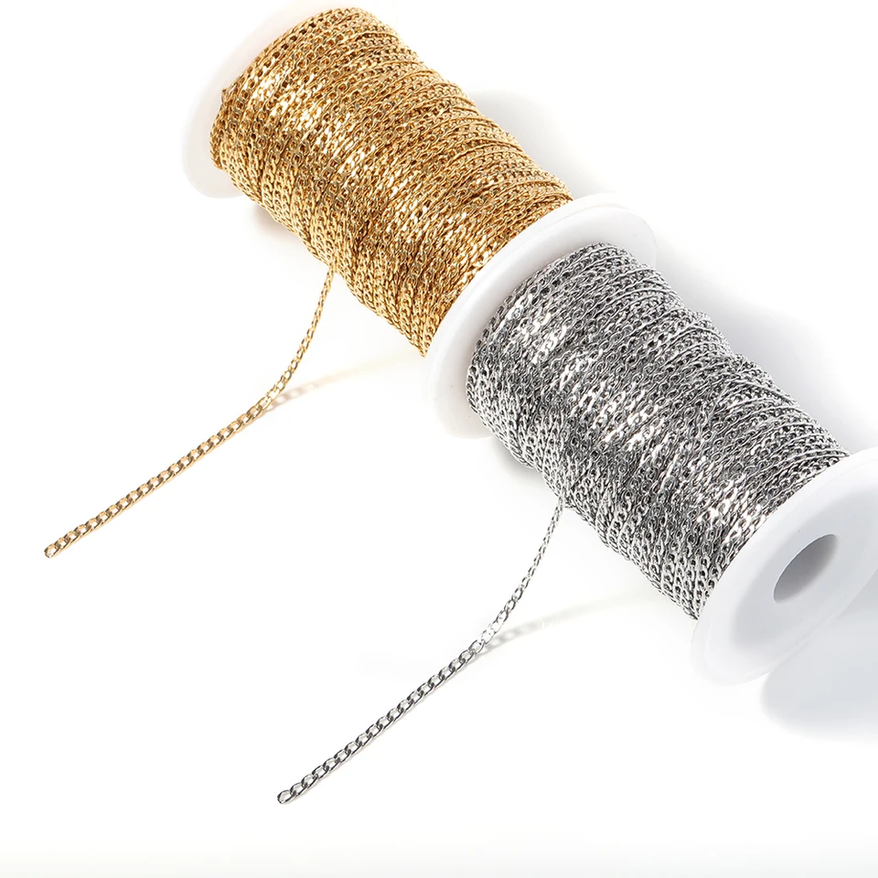 Chaîne à Maillons En Acier Pour Bijoux DIY - 2 Mm X 9 M - Or Et Argent - Pour Colliers, Bracelets, Créations Artisanales