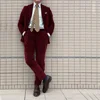 Velveteen Men Suit Two Pieces(Jacket+Pants) Lapel Outfits Chic Casual Party Prom Wedding Set 1