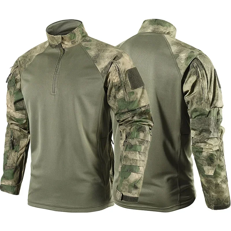 Ruins Camo Tactical Sets Men Breathable Quick-dry Training T Shirts Multi-pocket Wear-resistant Cargo Pants 2 Pcs Suits Hunting 3