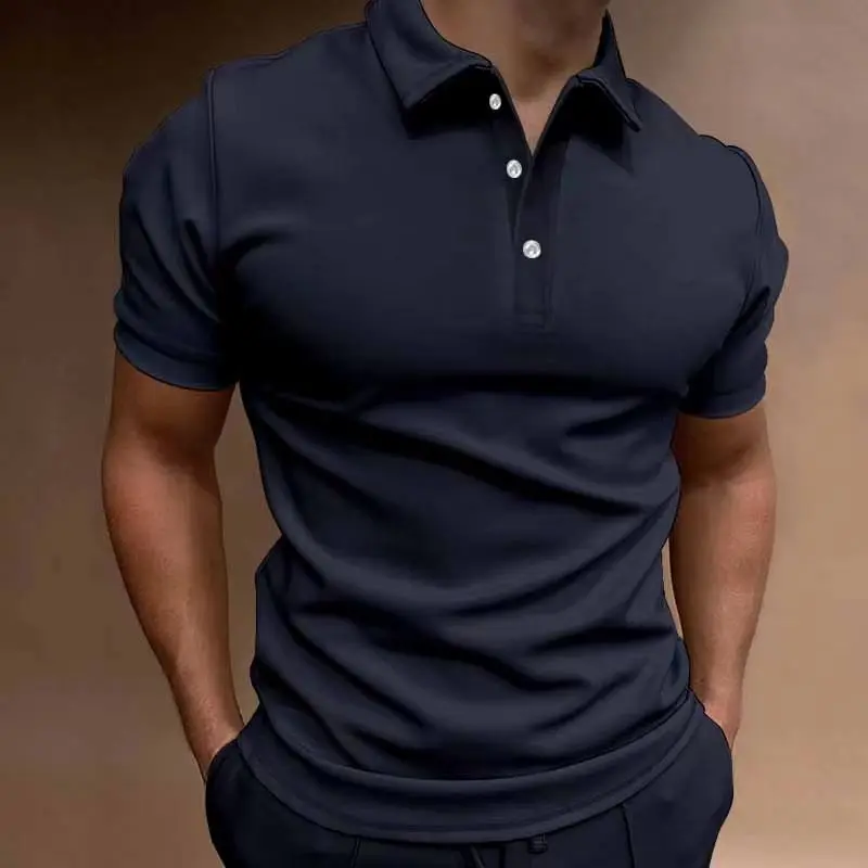 

Men's Casual Lapel Short-Sleeved Polo Shirt Men's Sports Casual Solid Color Top Fashion Men's Solid Color Clothing