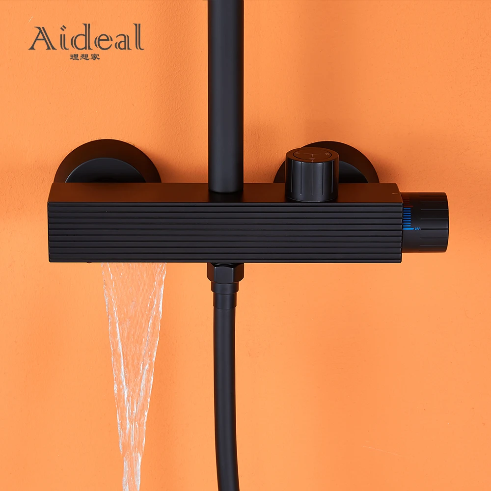 

Bathroom Brass Shower Set Matt black Rain Fall Shower System Rainfall Shower System